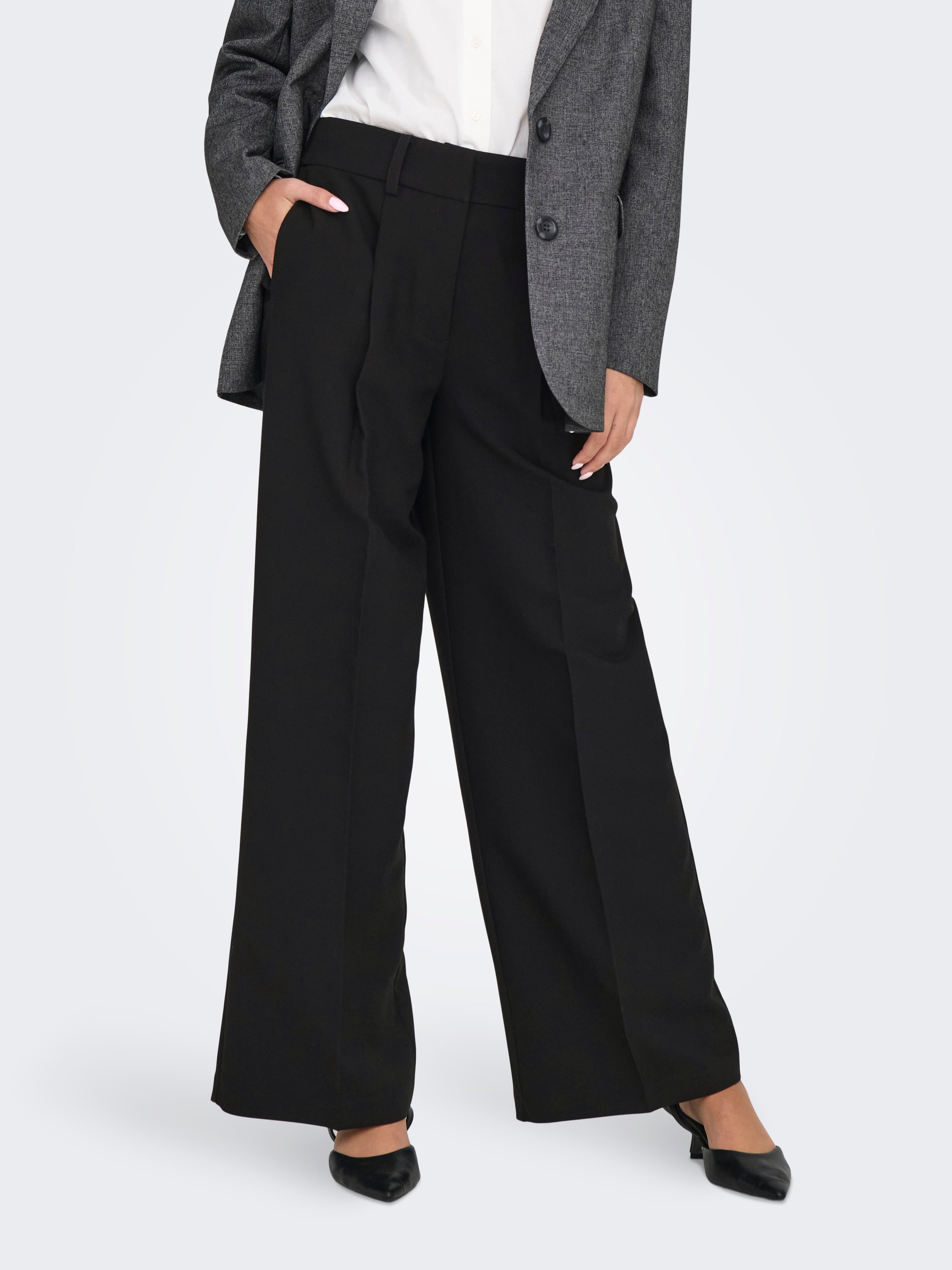 JDYCILLE Hohe Taille Gerade geschnitten Hose Black