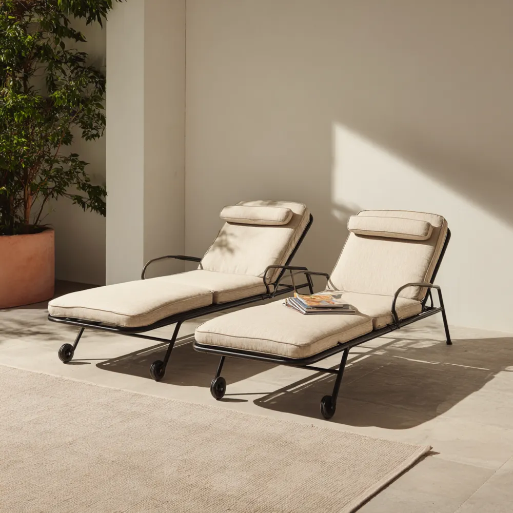 Verstellbare Sonnenliege Metallrahmen 200x65x35 cm – Beige