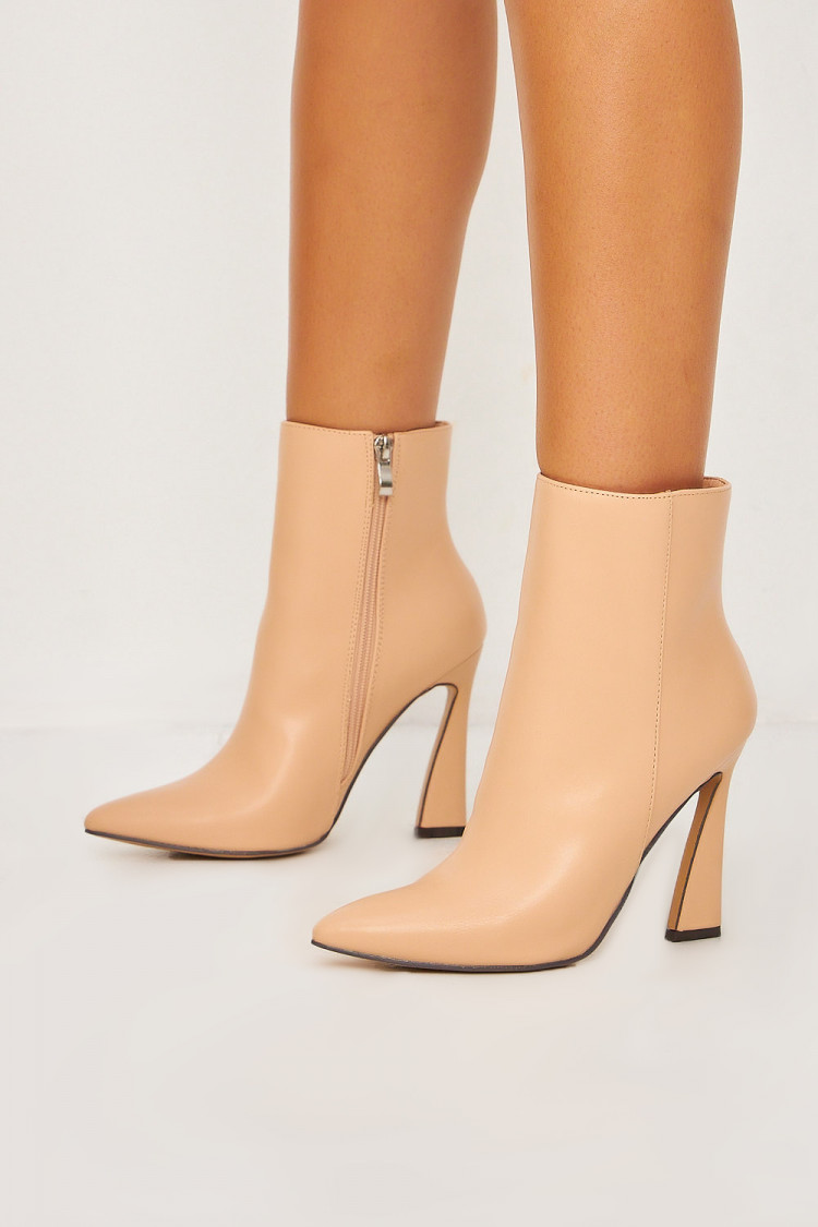 Bottines beige foncé talon spool
