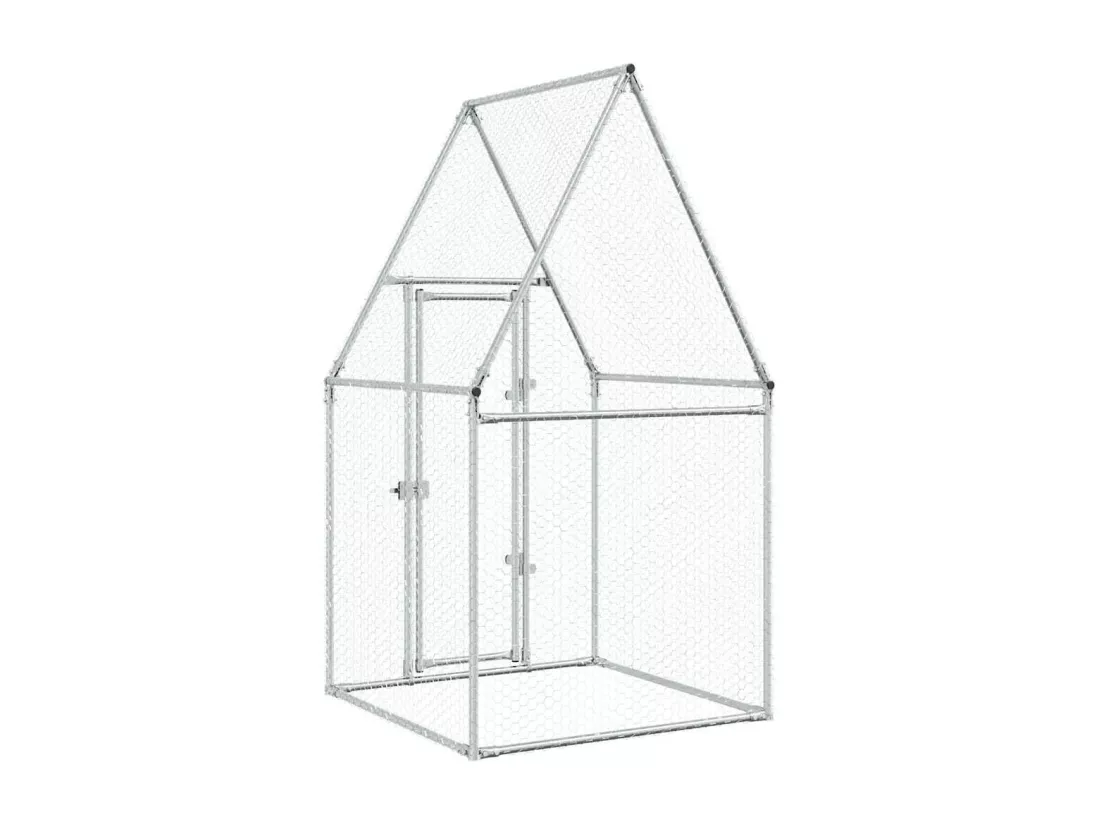 Cage pour poules argenté 100x100x190 cm acier galvanisé