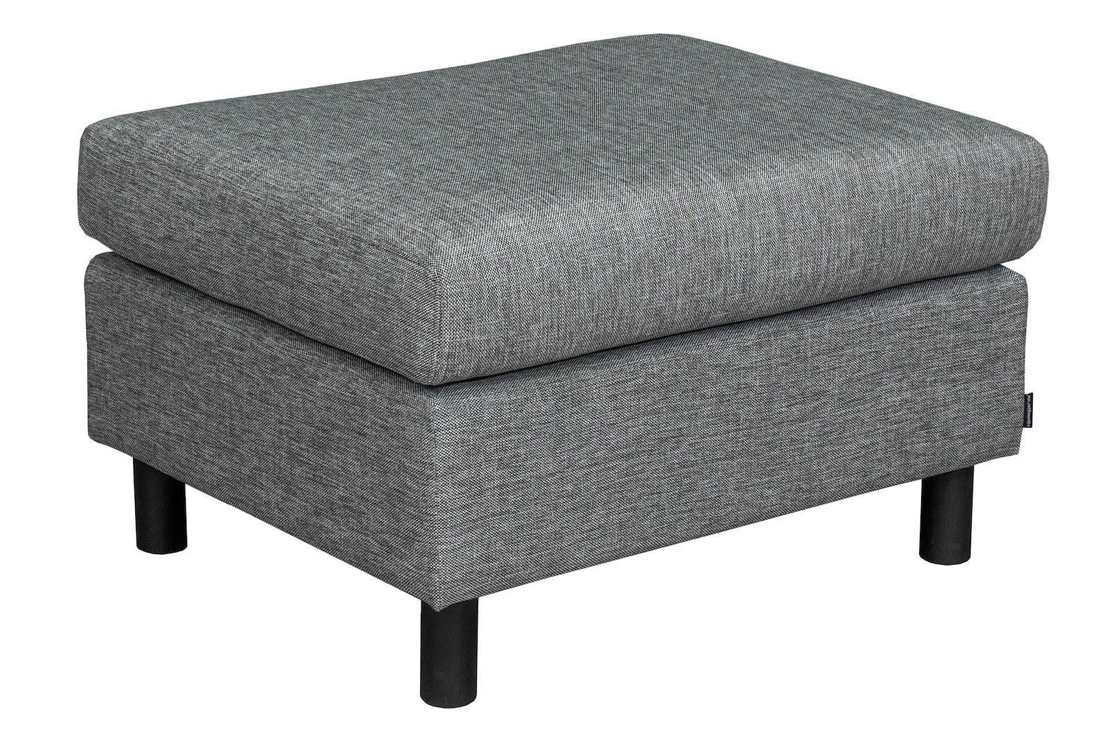 Square pall Tekstil Reda 1/1 Grey, ben 12 cm rund sort tre