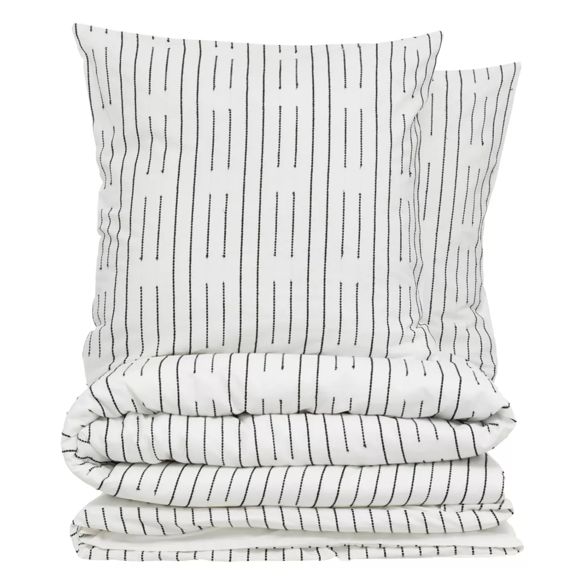 Housse de couette et deux taies coton (260 x 240 cm) Dobby Grise