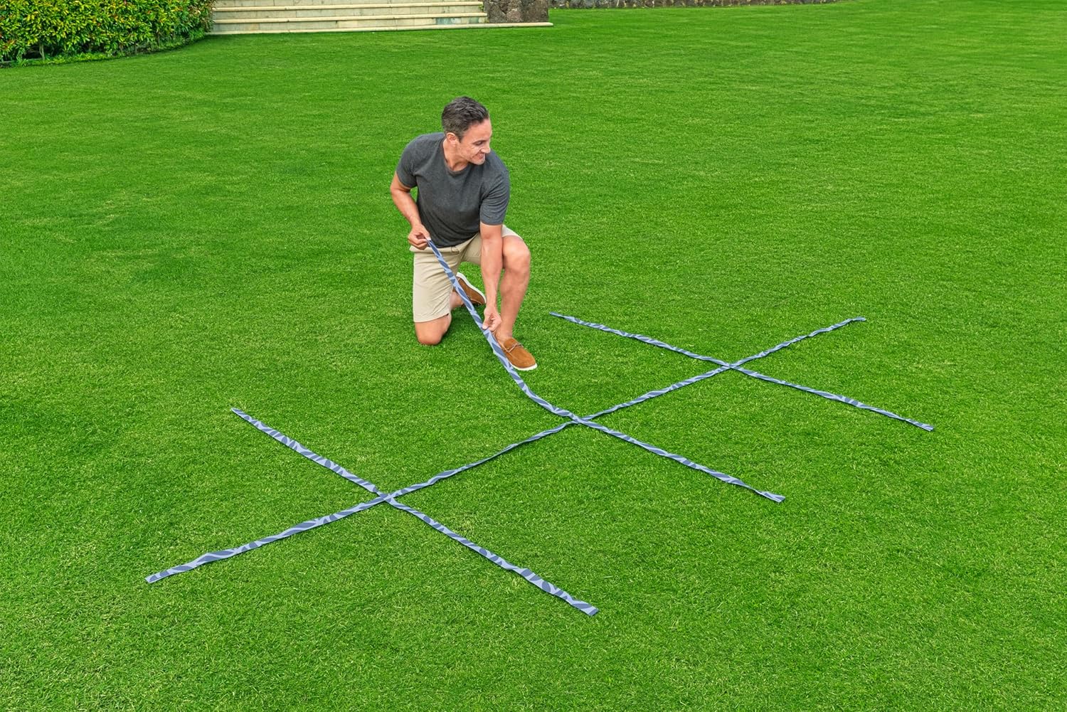 Bestway Steel Pro Frame Pool Set mit Filterpumpe 366 x 201 x 66 cm, Blattform-Design, eckig