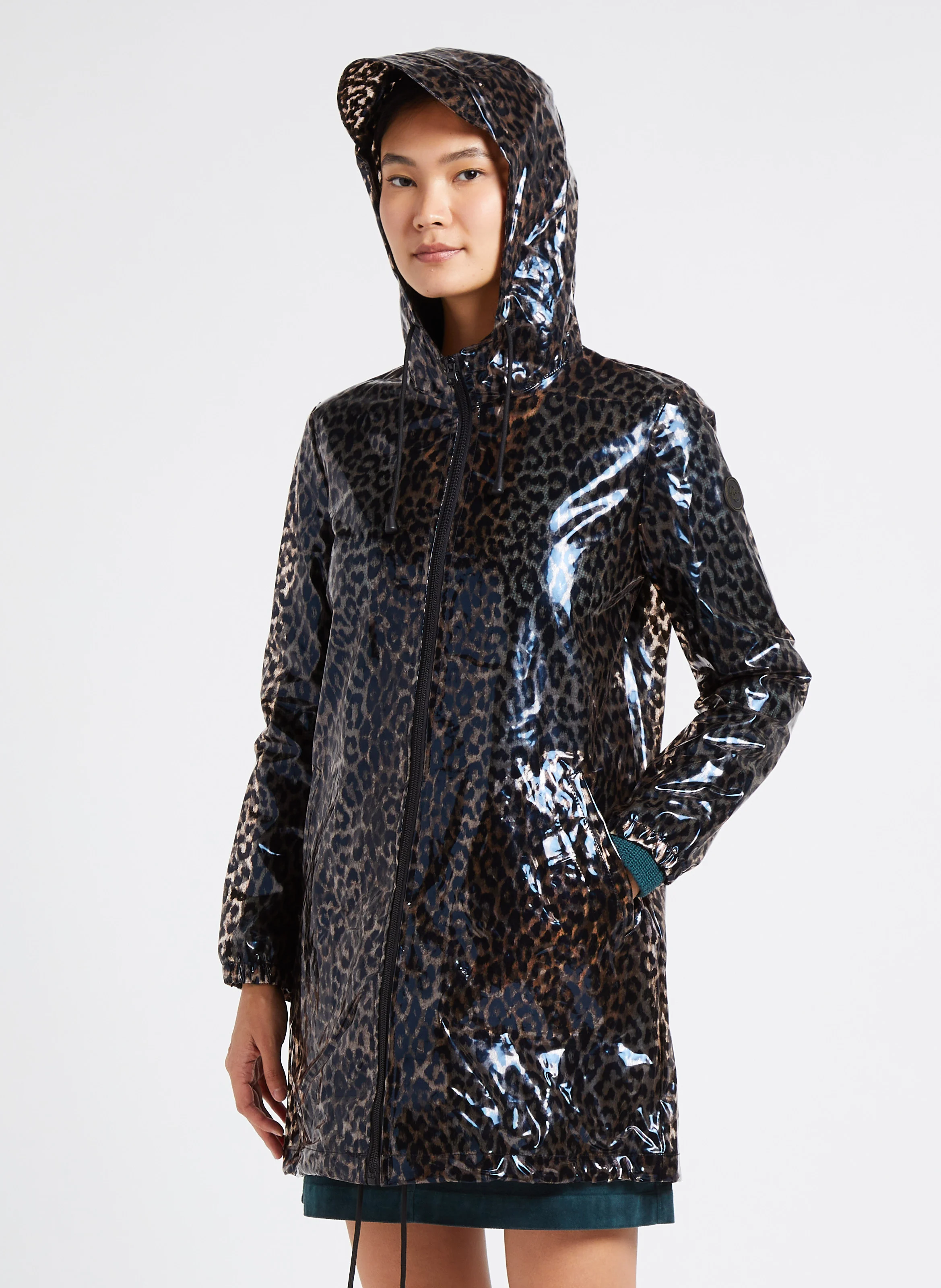 RAINY - Coupe-vent transparent imprimé léopard| Marron