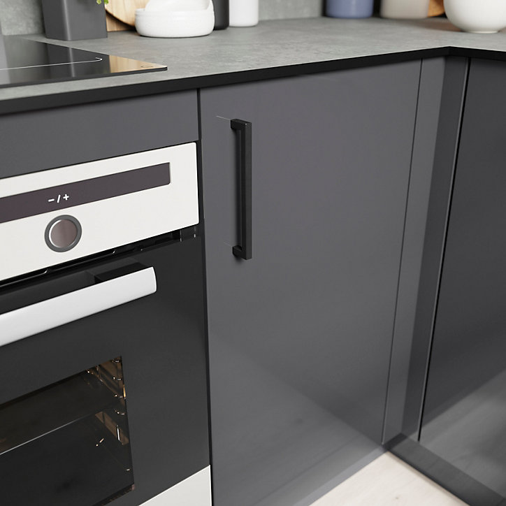 Poignée de meuble de cuisine GoodHome Golpar noir L. 16,9 cm, 2 pièces