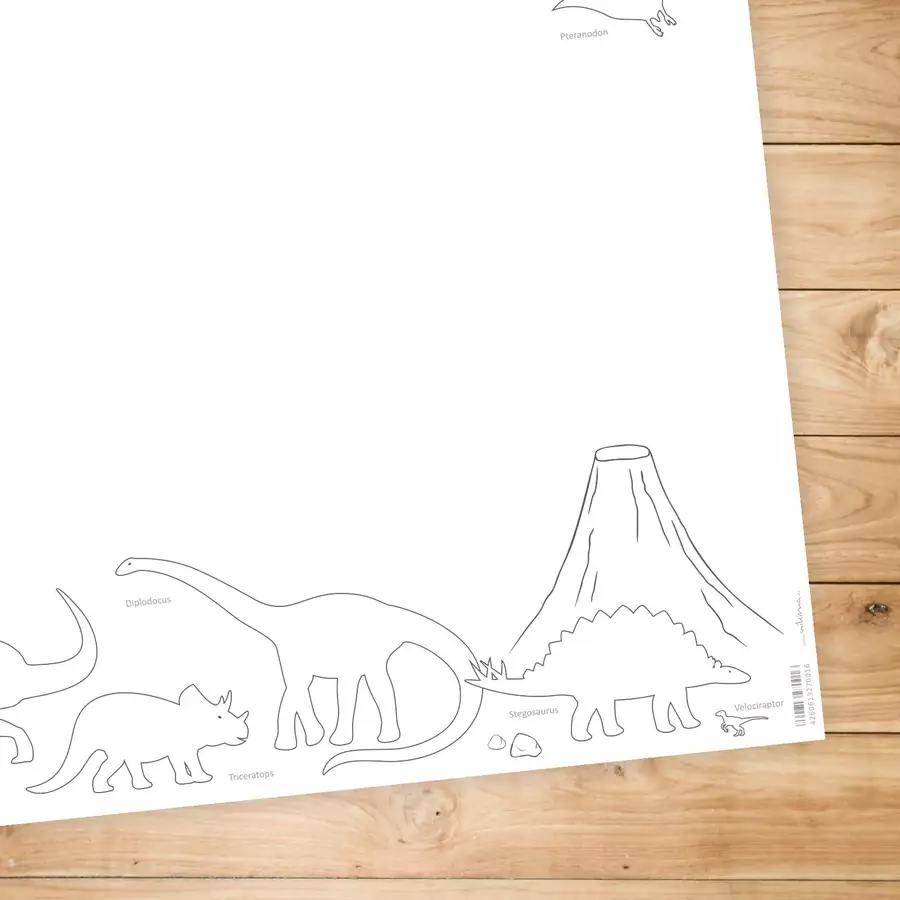 Nikima Papierunterlage A2 Schreibtischunterlage Dinosaurier zum ausmalen weiß