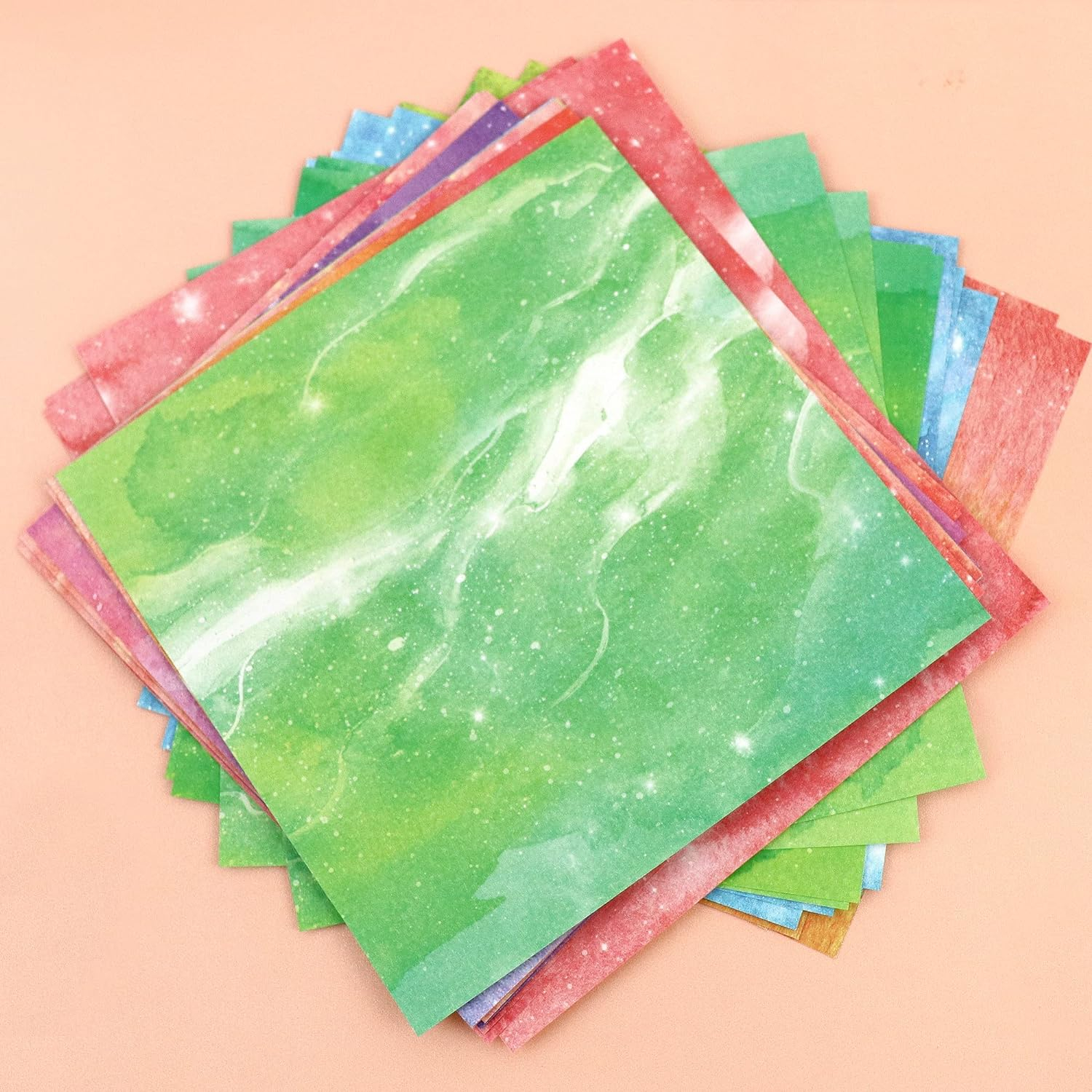 (50er Set) 15x15cm Origami Papier DIY Bastel Faltpapier 70gm2 - Marble