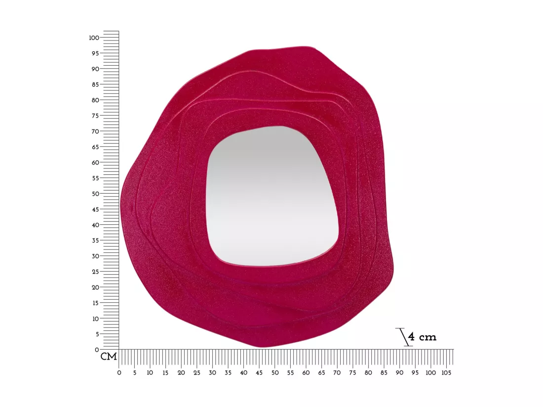Miroir Mural Fuchsia aux Formes Sinuées - Design Moderne et Créatif - 90x4x97 cm