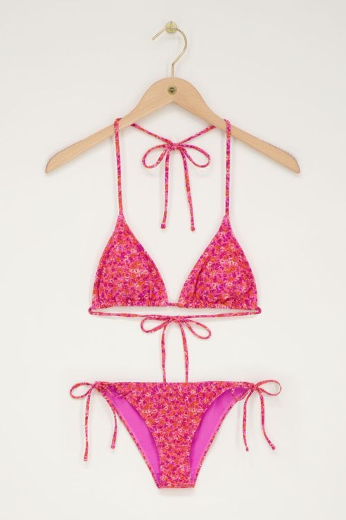 Roze mini bloemen bikini set triangel