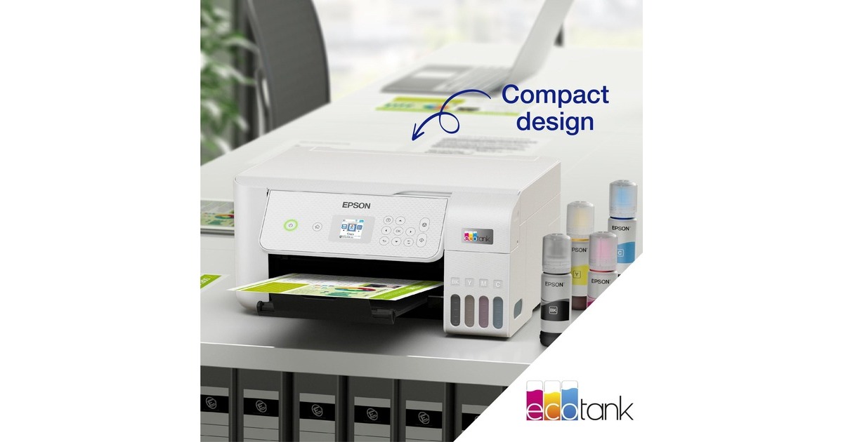 EpsonEcoTank ET-2876 A4 multifunctionele Wi-Fi-printer met inkttank all-in-one inkjetprinter  (Wit, Scannen, Kopiëren, Wi-Fi, inclusief tot 3 jaar inkt)