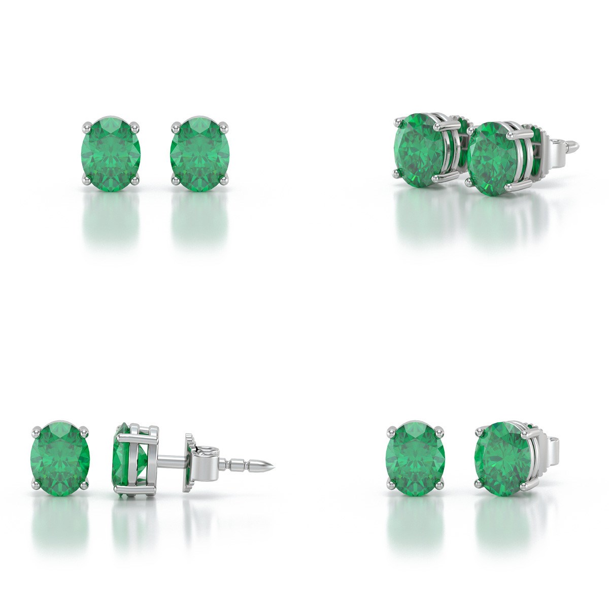 Boucles d'oreilles ADEN Emeraude Forme Ovale sur Argent 925 1.02grs