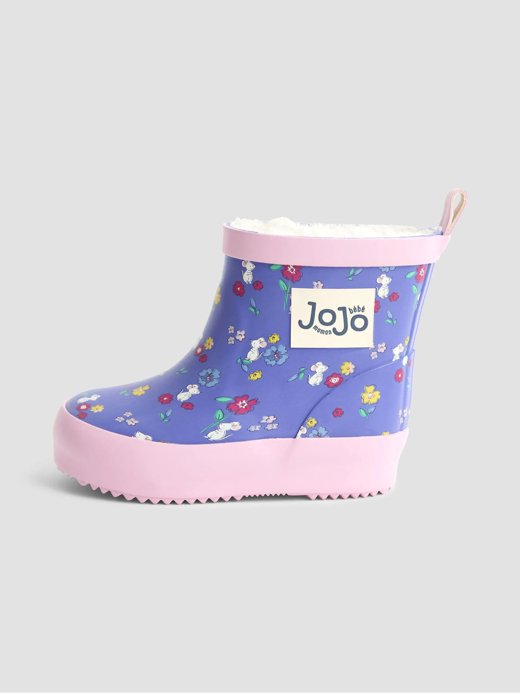 Purple Mouse - JoJo Maman Bébé Print Cosy Short Wellies