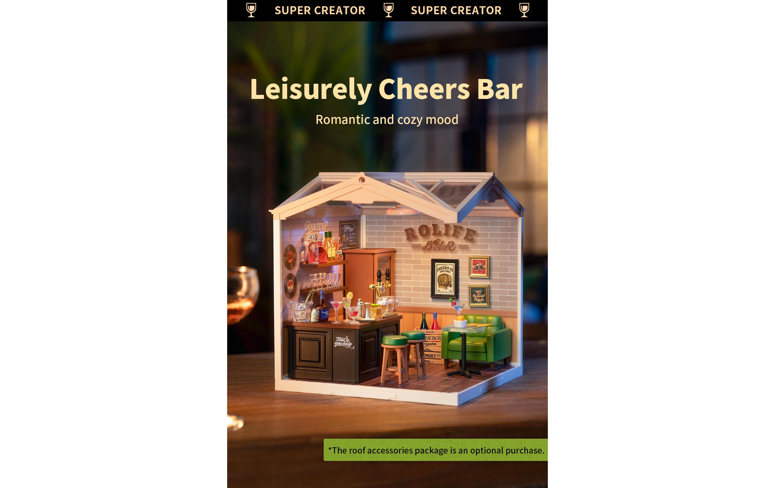 Bausatz Leisurely Cheers Bar3D-Puzzle aus lasergeschnittenen Holzteilen