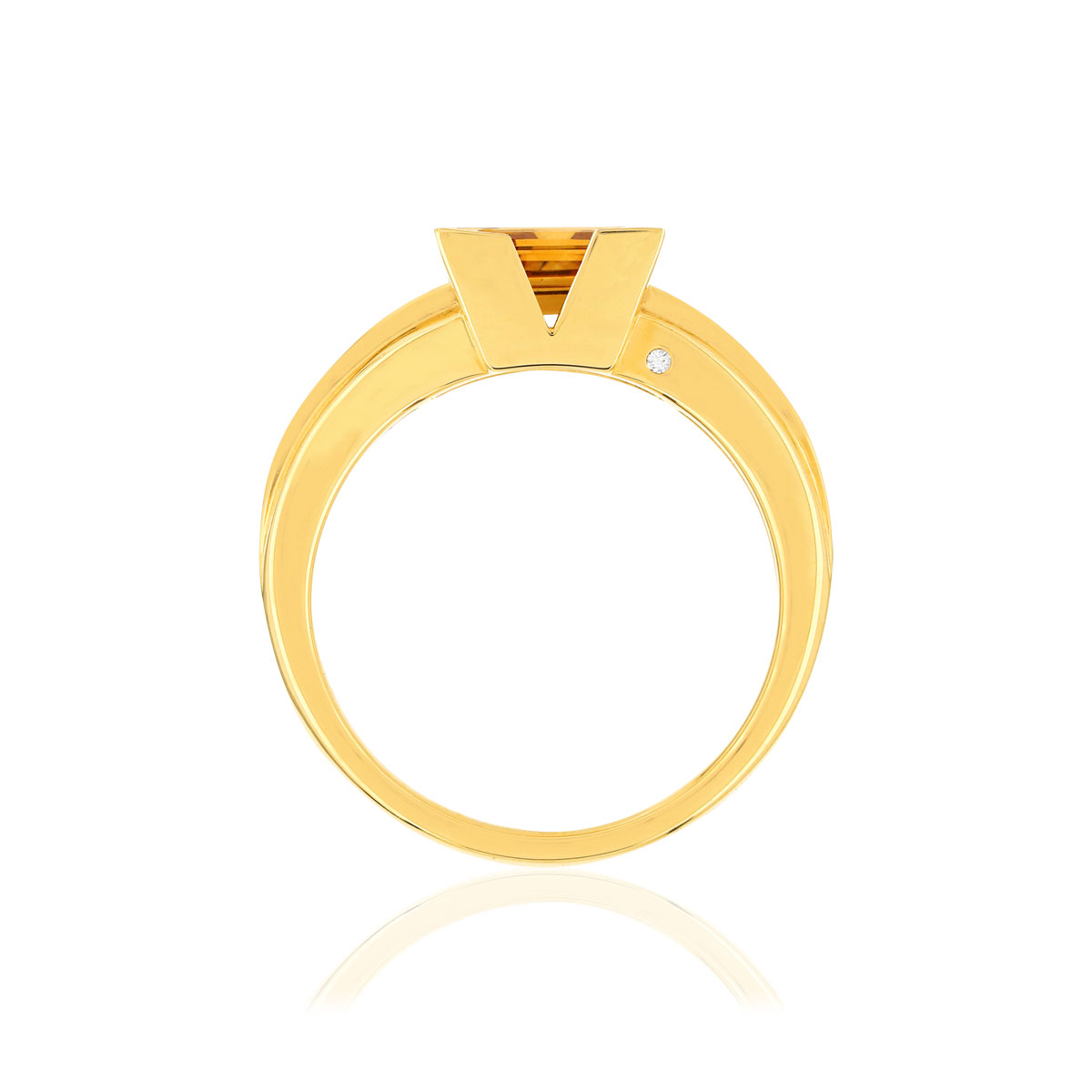 Bague VAN BRILL or jaune 750, citrine, diamant.