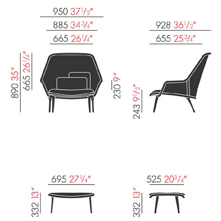 Vitra - Slow Chair, Beschichtet chocolate / Tricot braun / Kunststoffgleiter