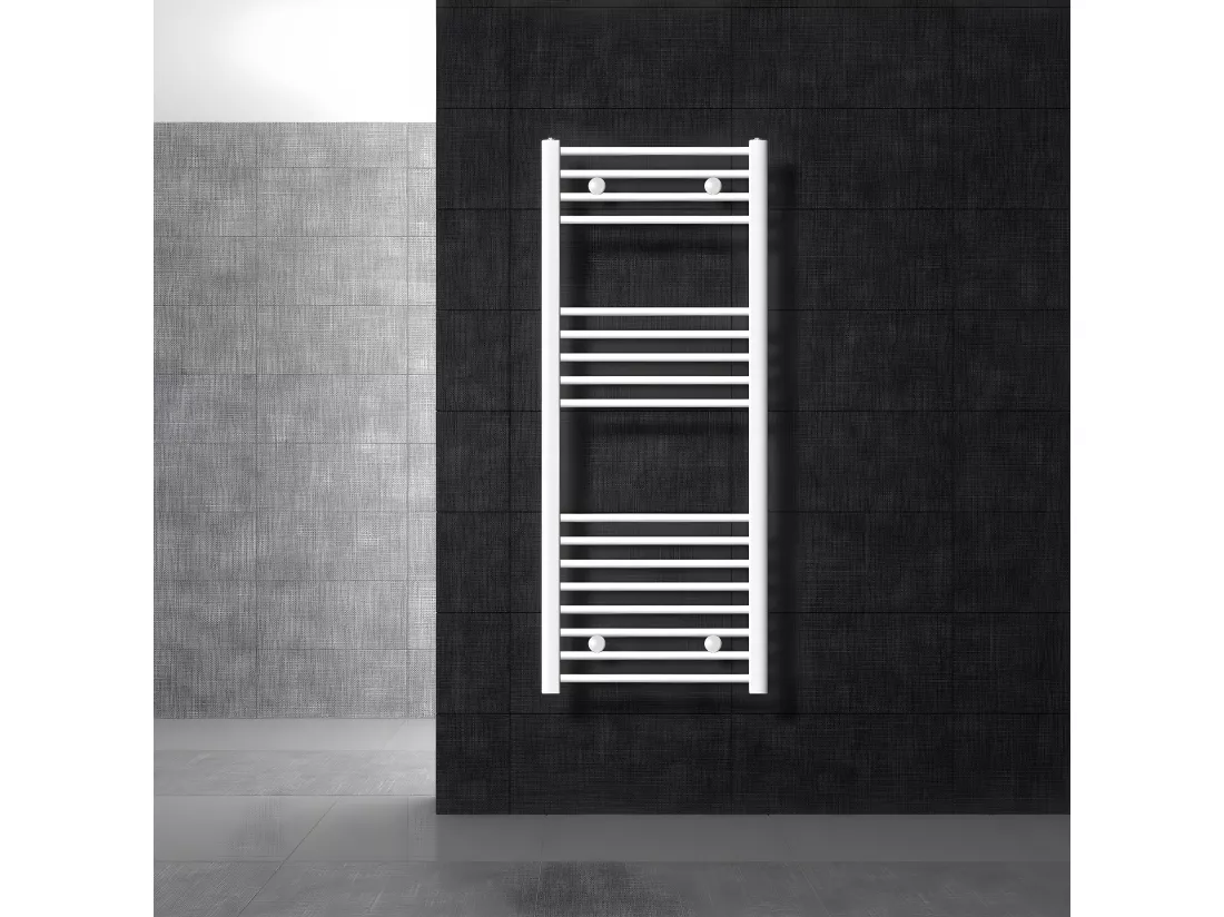 Radiateur sèche-serviette forme courbé acier blanc connexion latérale 50x120 cm