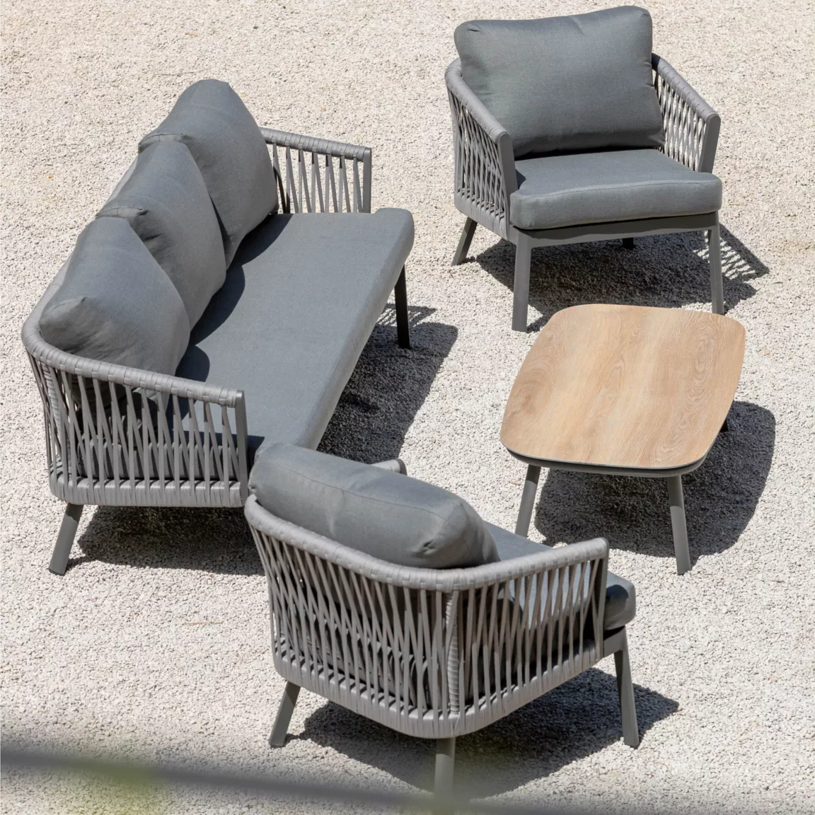 Table basse de jardin rectangulaire en aluminium Amalfi Gris anthracite