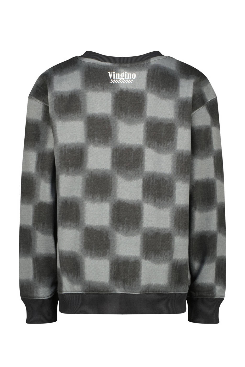 Vingino sweater Nackerd met all over print zwart/grijs