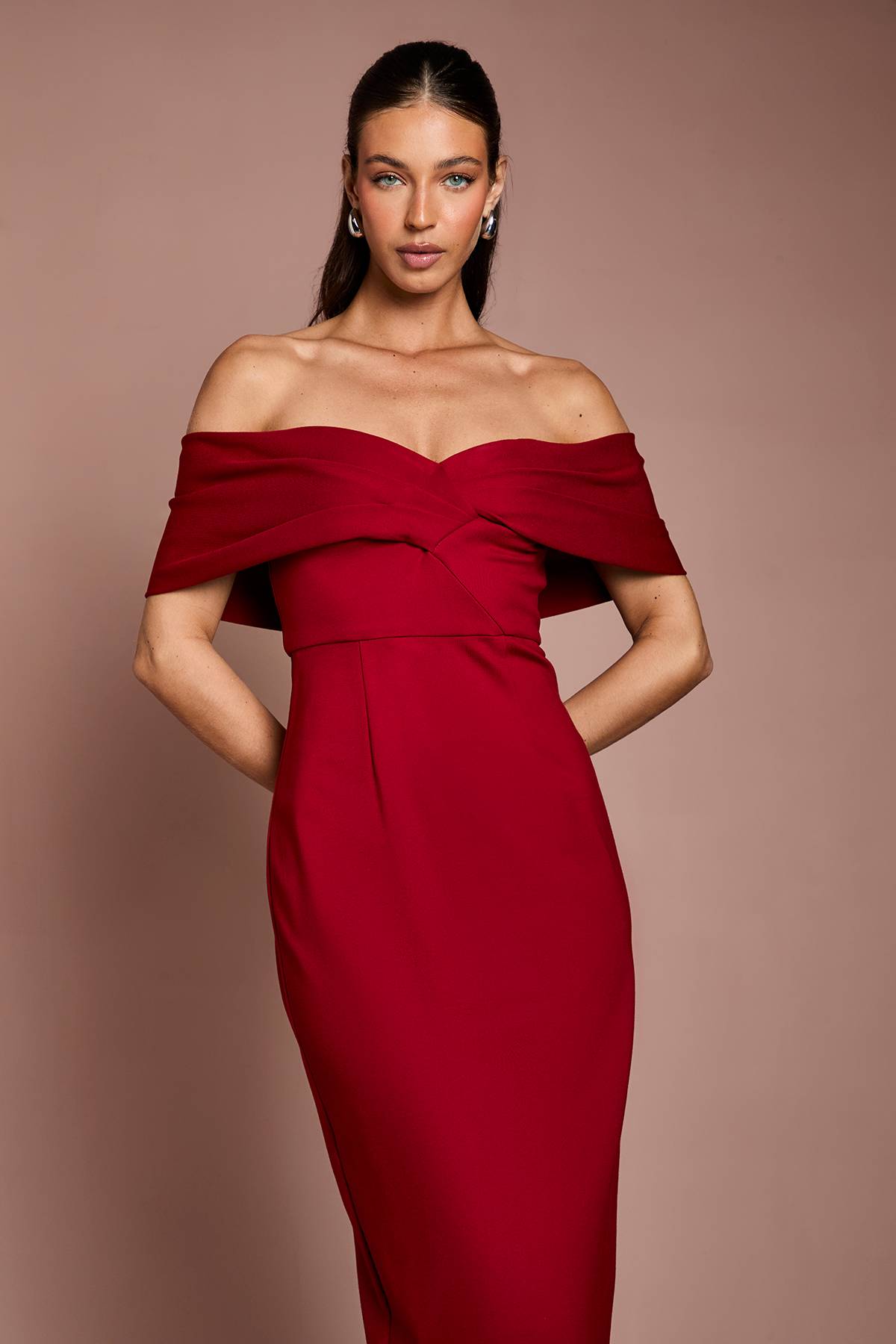Coast Robe Midi Colonne Bardot en Ponte