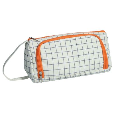 Trousse Walker Canvas grid - 1 compartiment - marine/orange