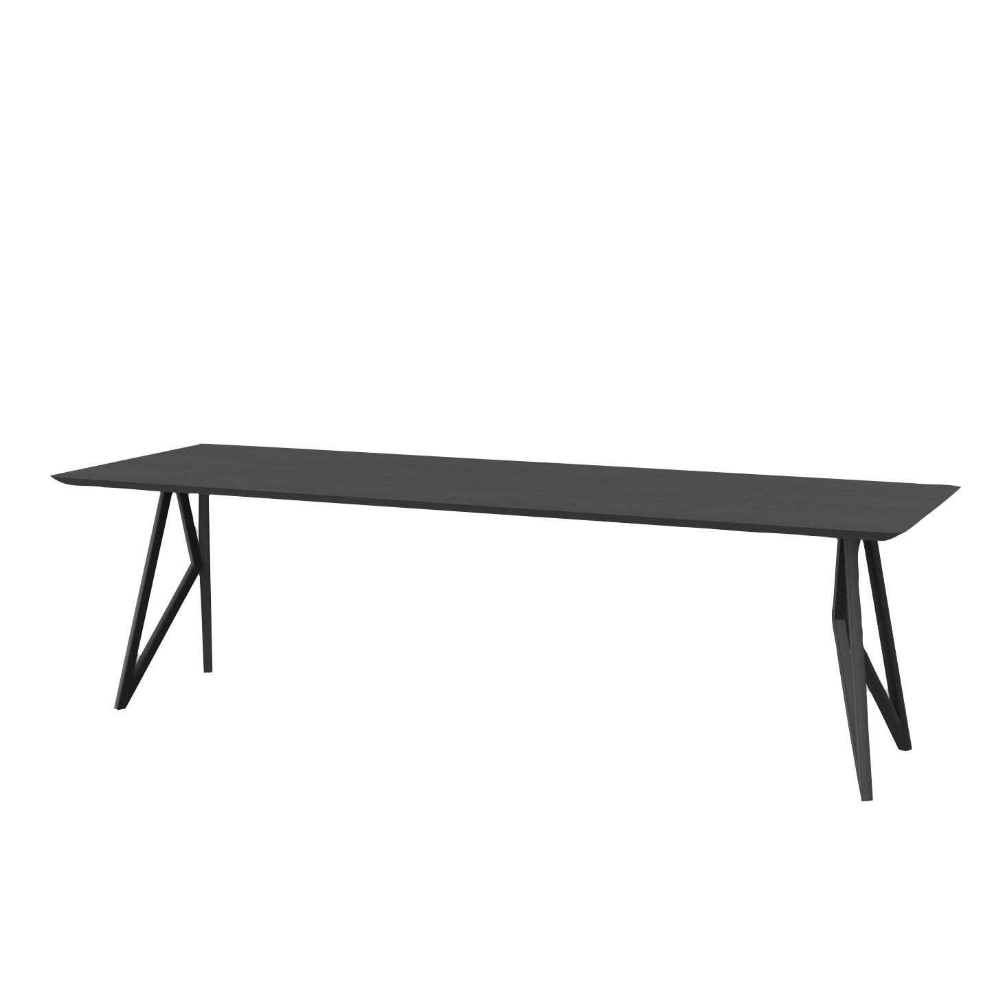 Studio HENK tafel Butterfly Rechthoekig - zwart frame, zwarte beits 280 x 90 | Zwarte Beits | Verjongde Rand | Frame Zwart