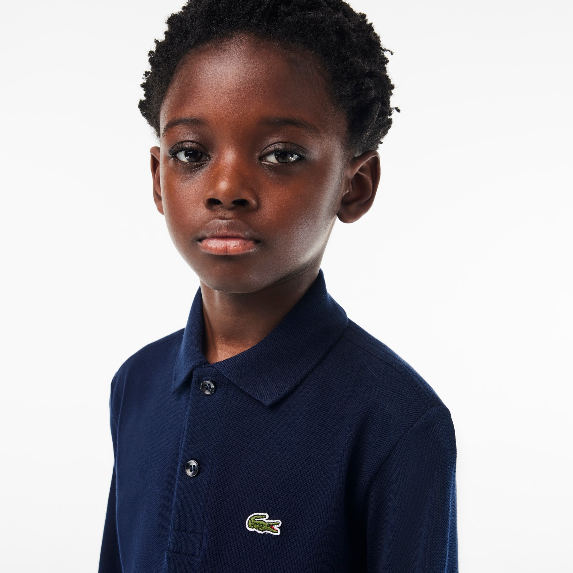 Polo regular fit à manches longues enfant Lacoste en petit piqué uni Polos - Bleu - Lacoste - Enfant