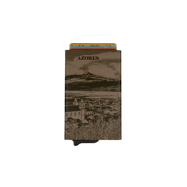 Lupel Porta-Cartões Metálico Revestido em Pele com Anti-RFID L682AZ Bege