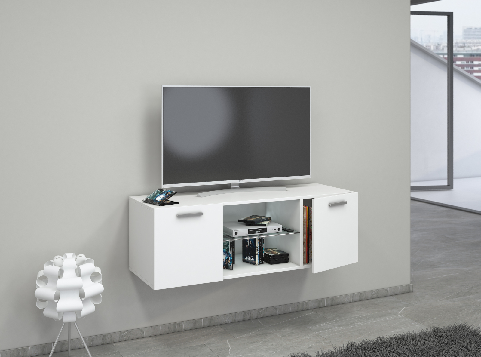 TV-Lowboard JUSA - weiß -2 Türen - 115 cm breit