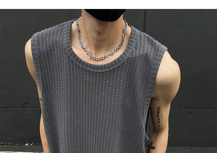 Freehop - Tanktop met ronde hals en effen patroon