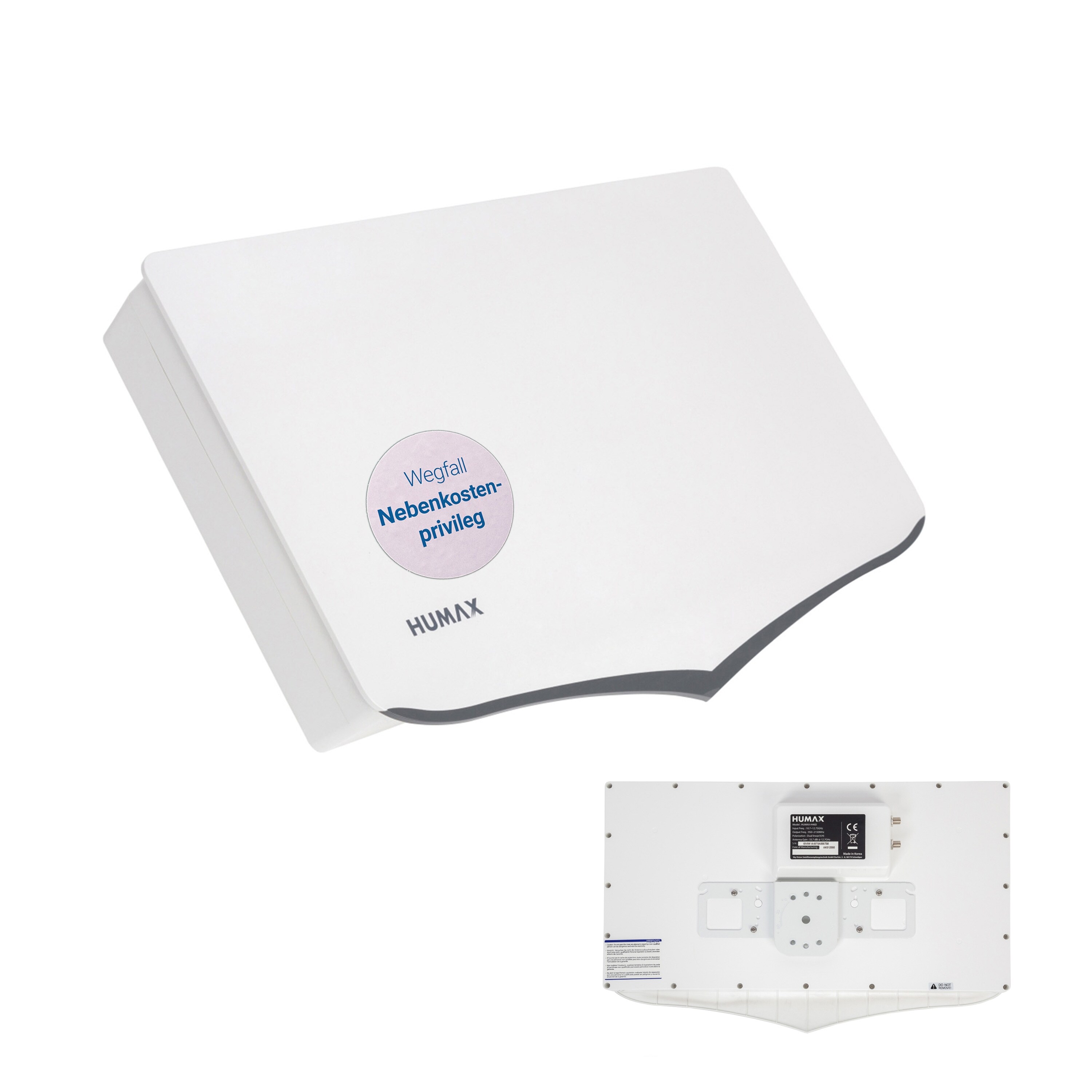 Humax mobile Flachantenne H40D, 2 Teilnehmer Twin LNB, Montagematerial
