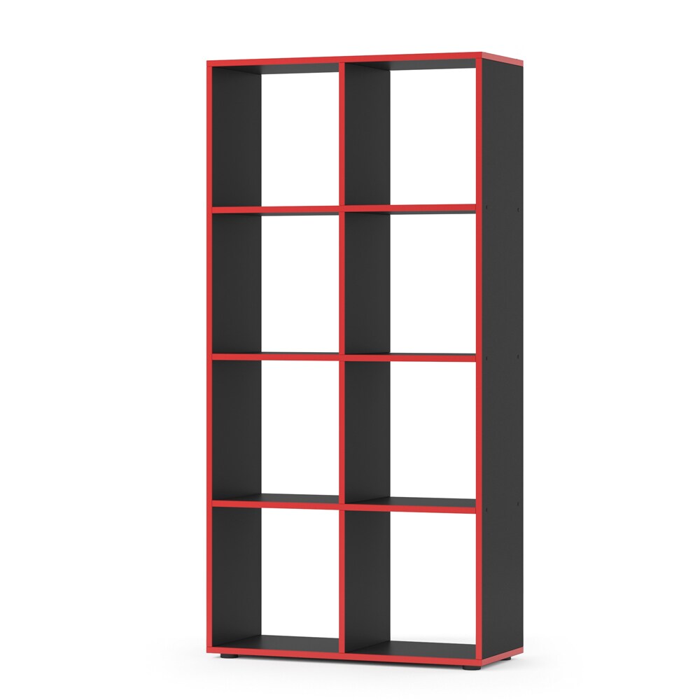 Vicco Raumteiler Standregal Bücherregal 8 Fächer Scutum Schwarz/Rot Hochregal