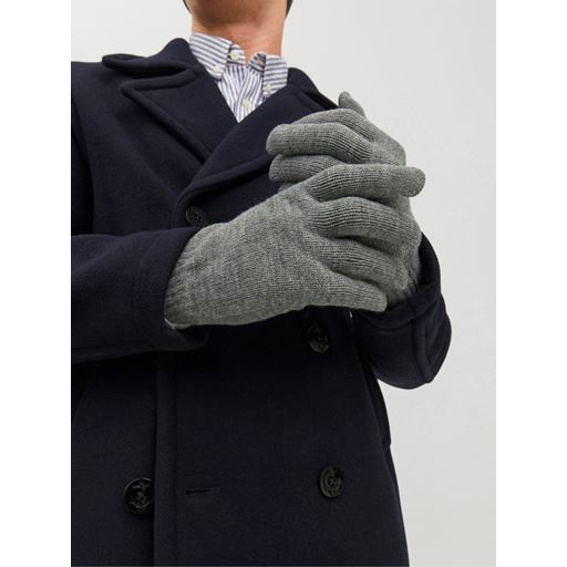 Jack&Jones Barry Knitted Handsker, Grey Melange, One size