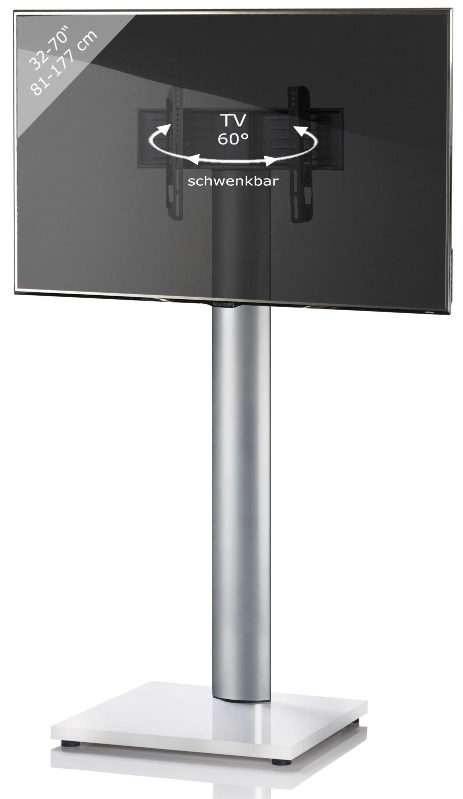 TV-Standfuß ONU MAXI - silber - Weißlack