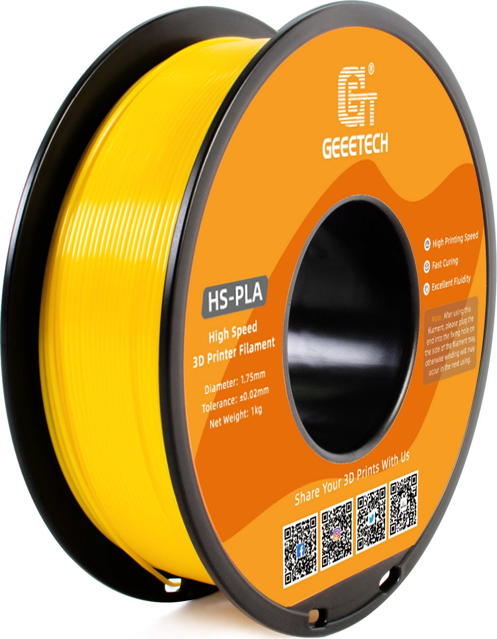 GEEETECH  HS-PLA Yellow, 1,75 mm / 1000 g    Das Filament für Top-Leistung &  blitzschnelle Ergebnisse in Yellow