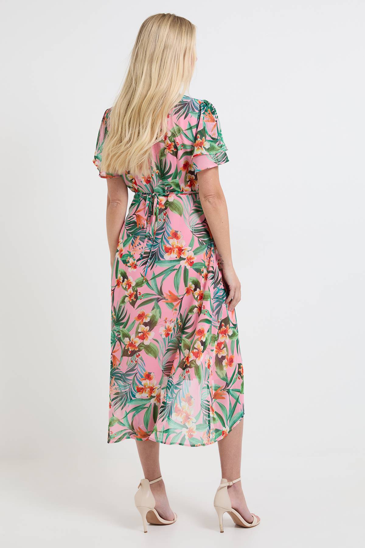 Wallis Robe Midi En Mousseline Florale Avec Sequins Petite Taille