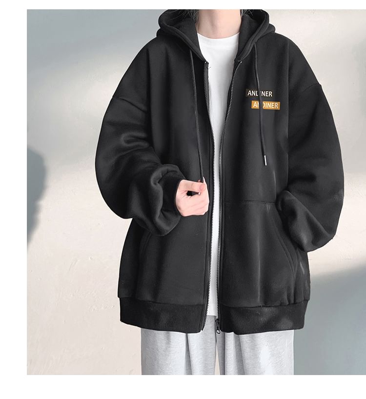 FOEV - Oversized hoodie met rits en tekstprint