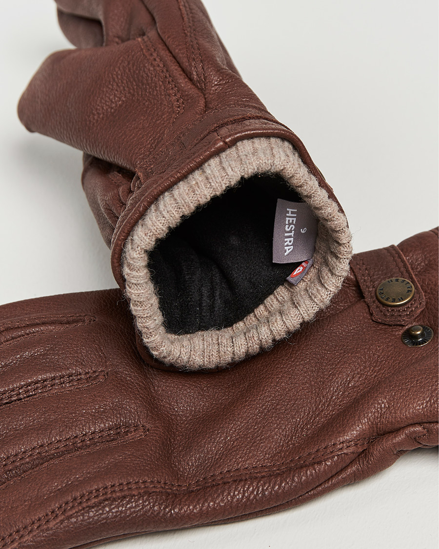 Hestra Utsjö Fleece Lined Buckle Elkskin Glove Chestnut