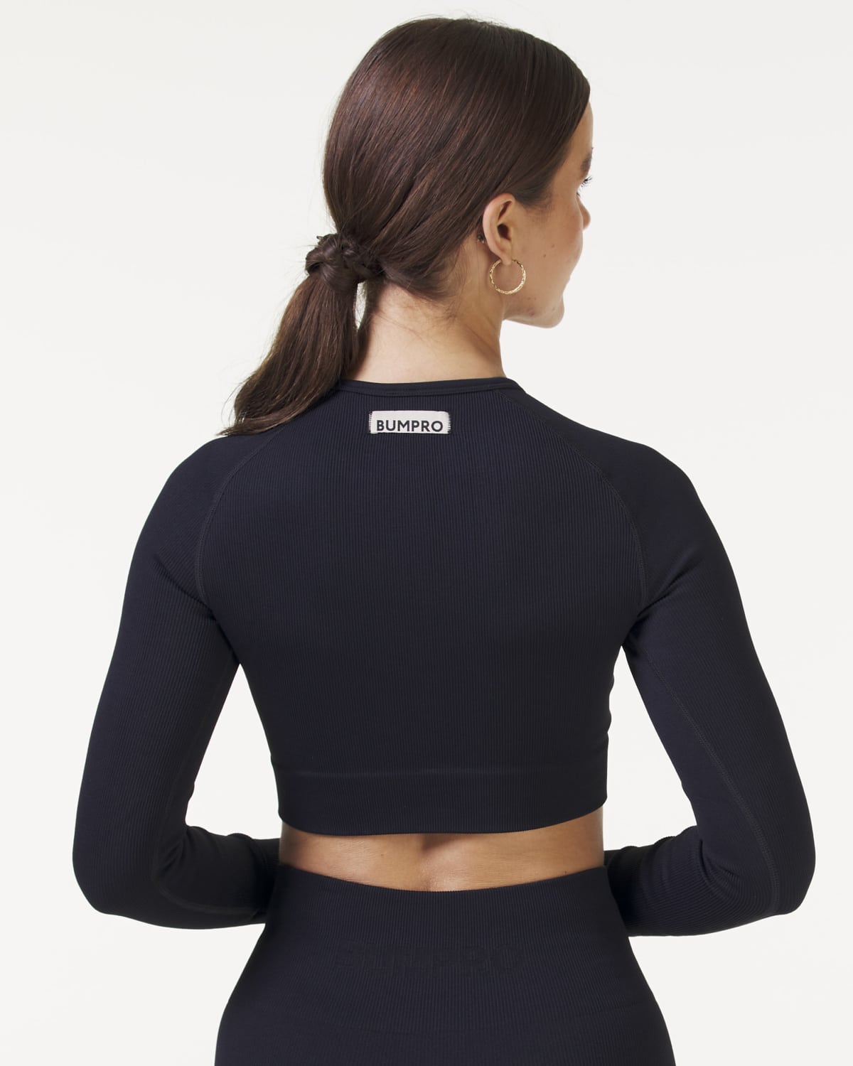 Bumpro Perfect Rib Frill Crop Long Sleeve Black