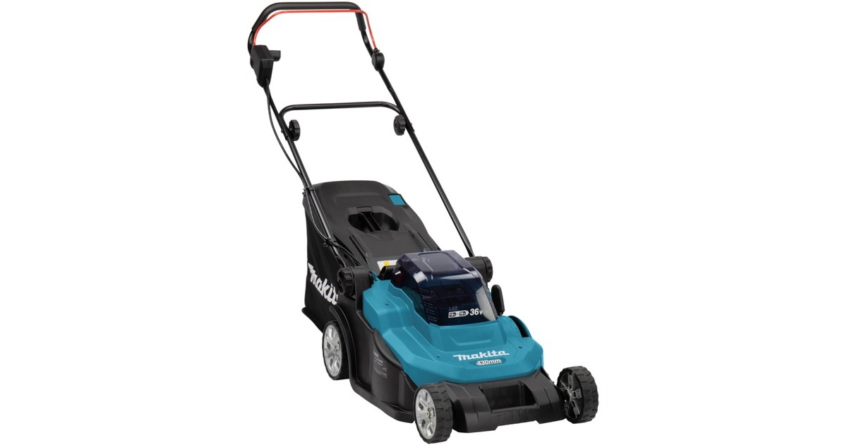 MakitaDLM432PT2  2x18 V Grasmaaier  (Blauw/zwart, Incl. 2 accu's en duo snellader)