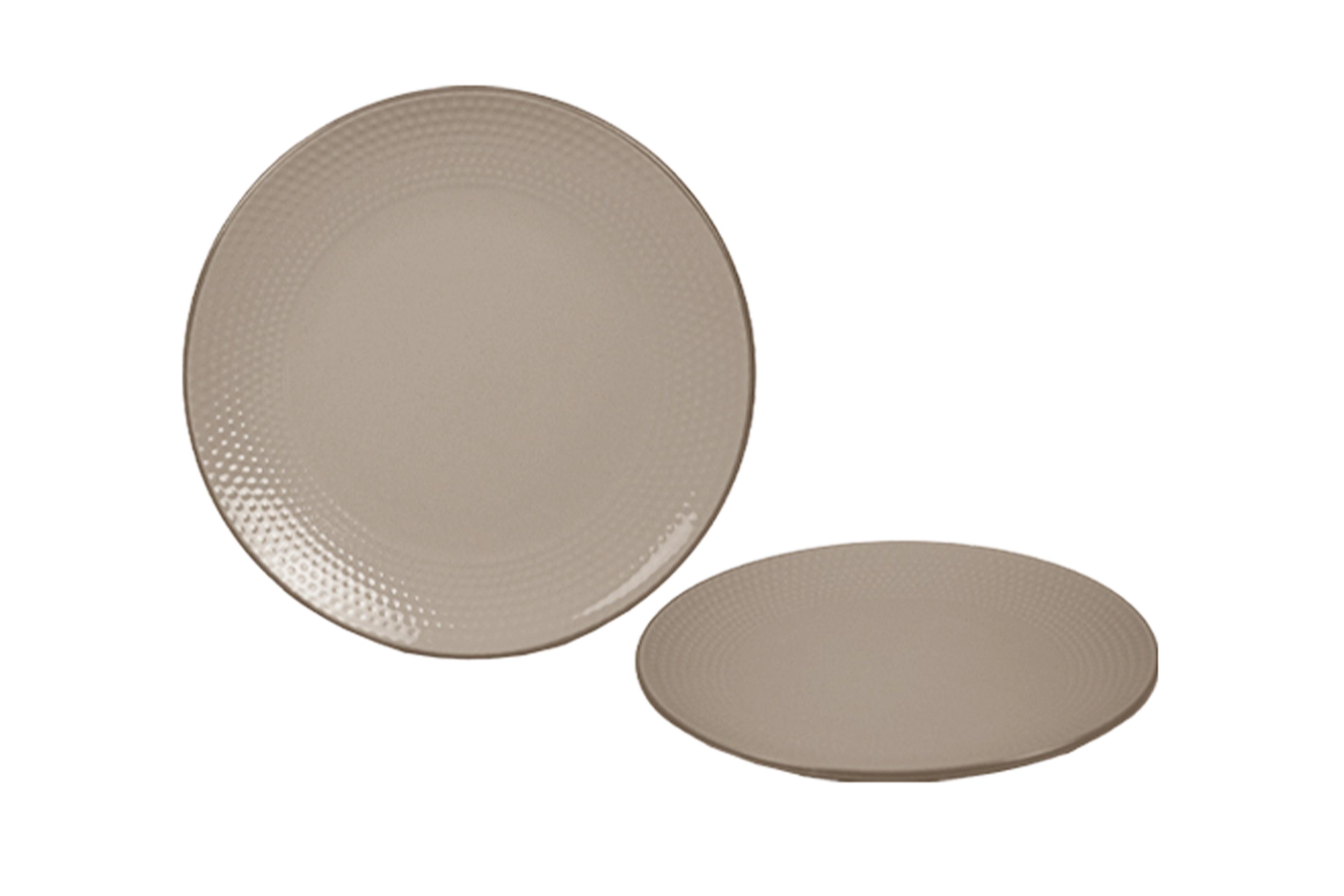 ASSIETTE DESSERT 19.5CM DOTS TAUPE GRES