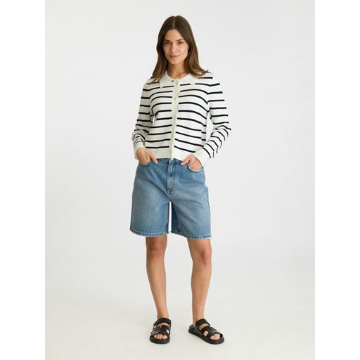 Neo Noir Tippi Knit Stripe Cardigan, White/Navy, 42