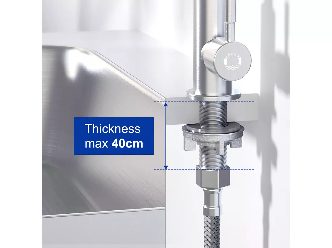 Cecipa max Robinet de Cuisine - Robinet d'évier de cuisine à eau froide - Acier inoxydable brossé,EU Modèle