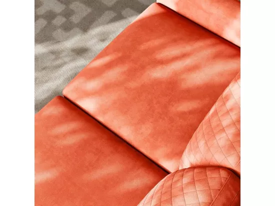 Canapé 2 places confort assise profonde en velours, pieds en bois, 164x76x85cm, Orange
