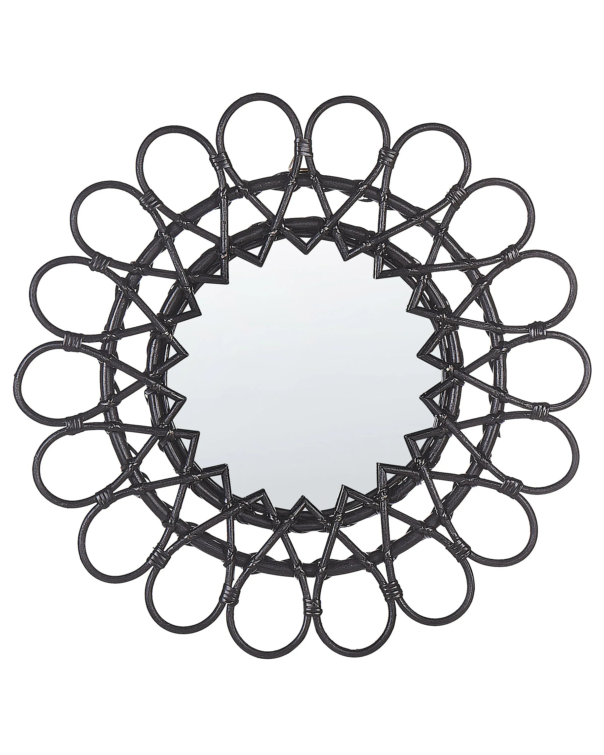 Wandspiegel BABAI 60 cm 60 cm Rotan Zwart