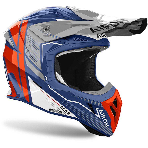 Airoh - Casque Aviator Ace 2 Engine Bleu / Gris / Rouge / Brillant