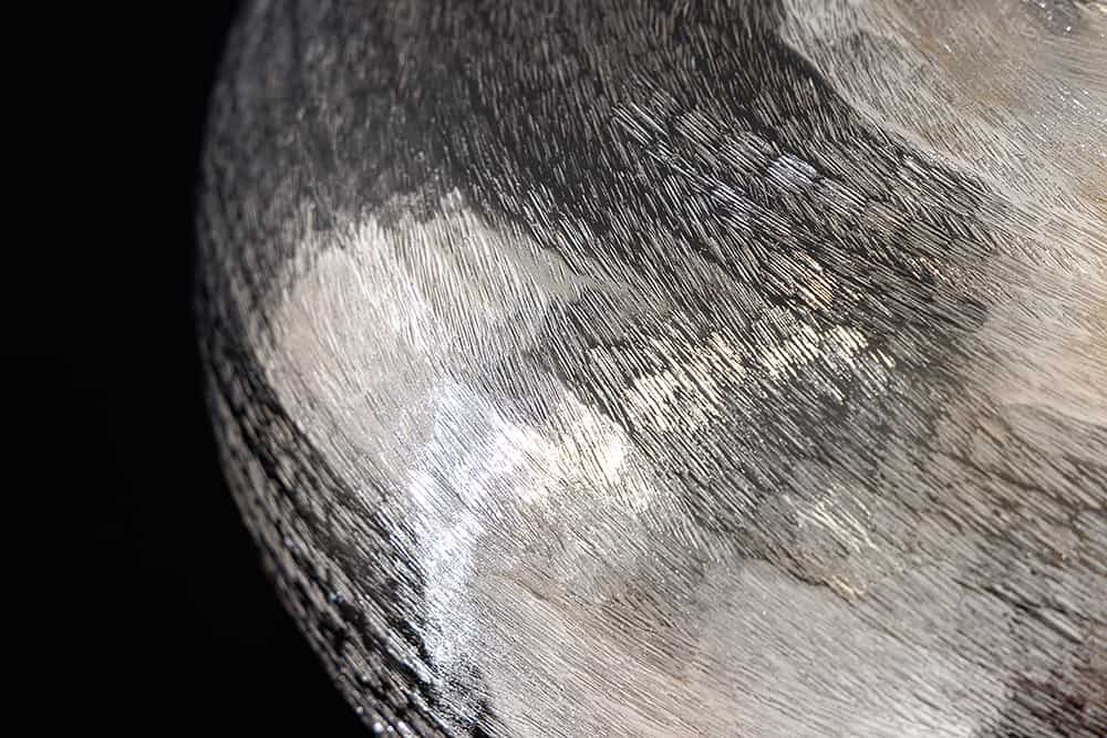 Moderne Deko Vase ABSTRACT ORIENT 35cm silber rund Metall Hammerschlag-Design