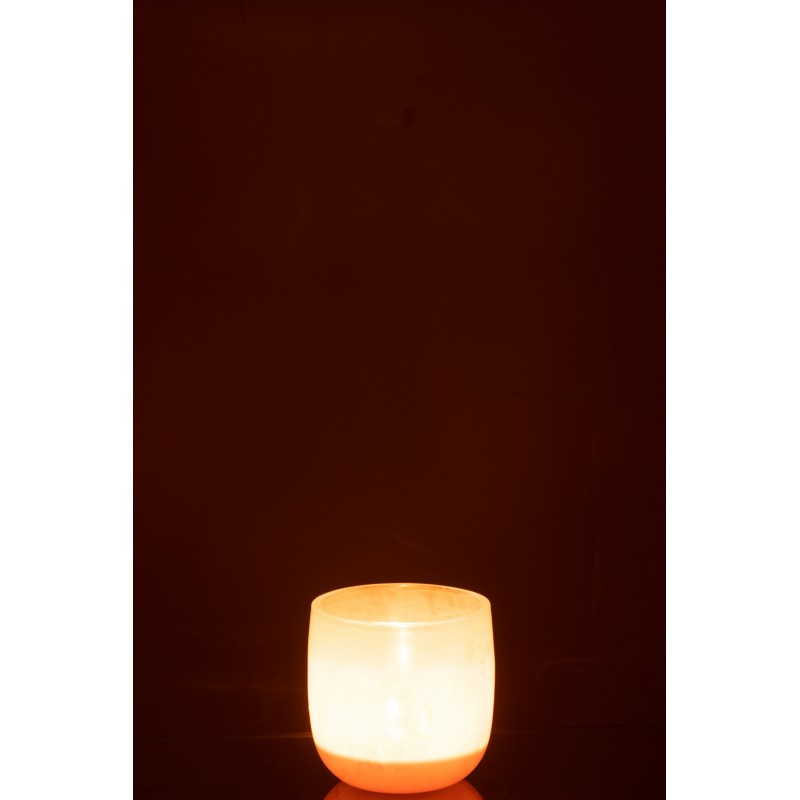 Photophore rond en verre corail 10x10x10cm