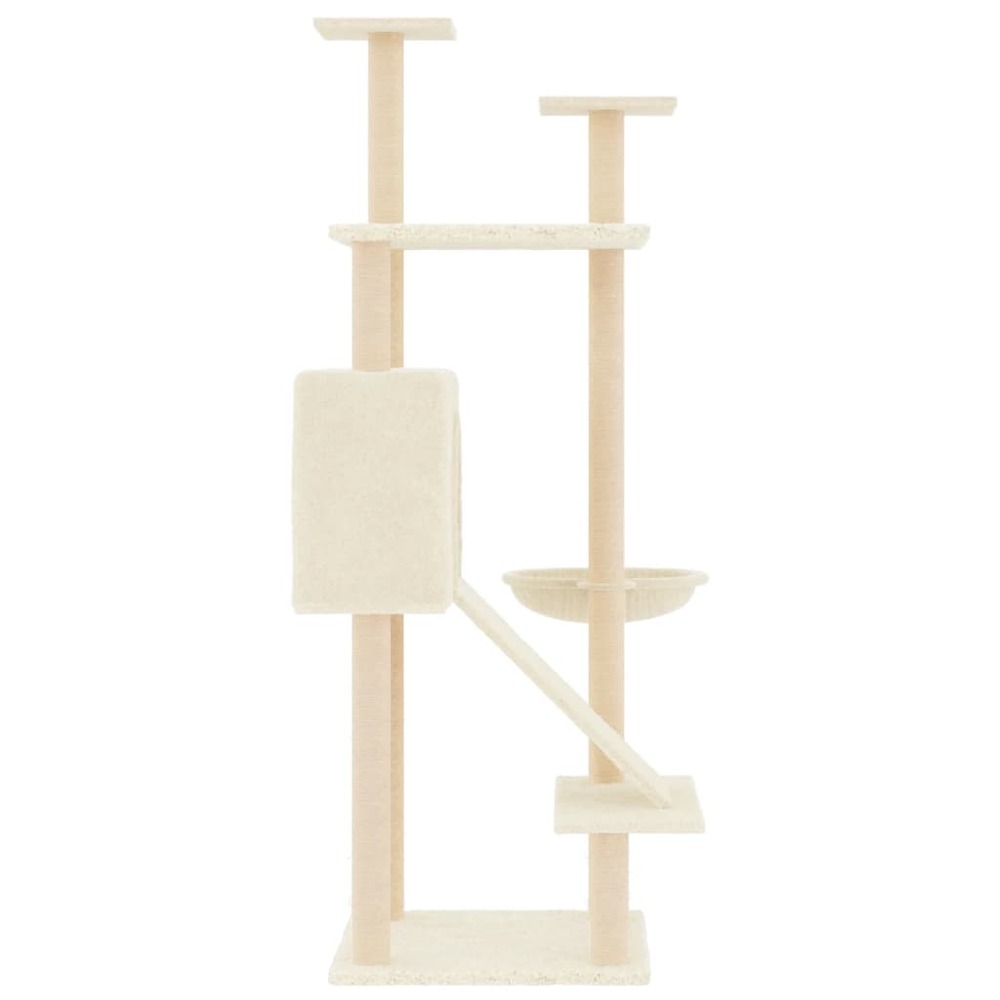 Arbre à chat avec griffoirs en sisal crème 153 cm
