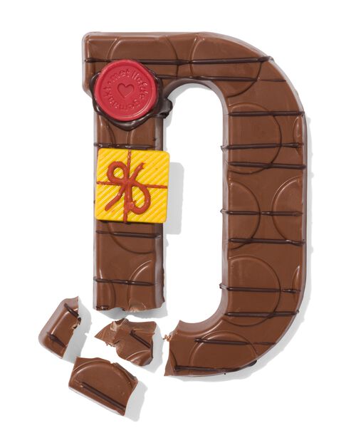 lettre D en chocolat au lait décorée à la main 200g
