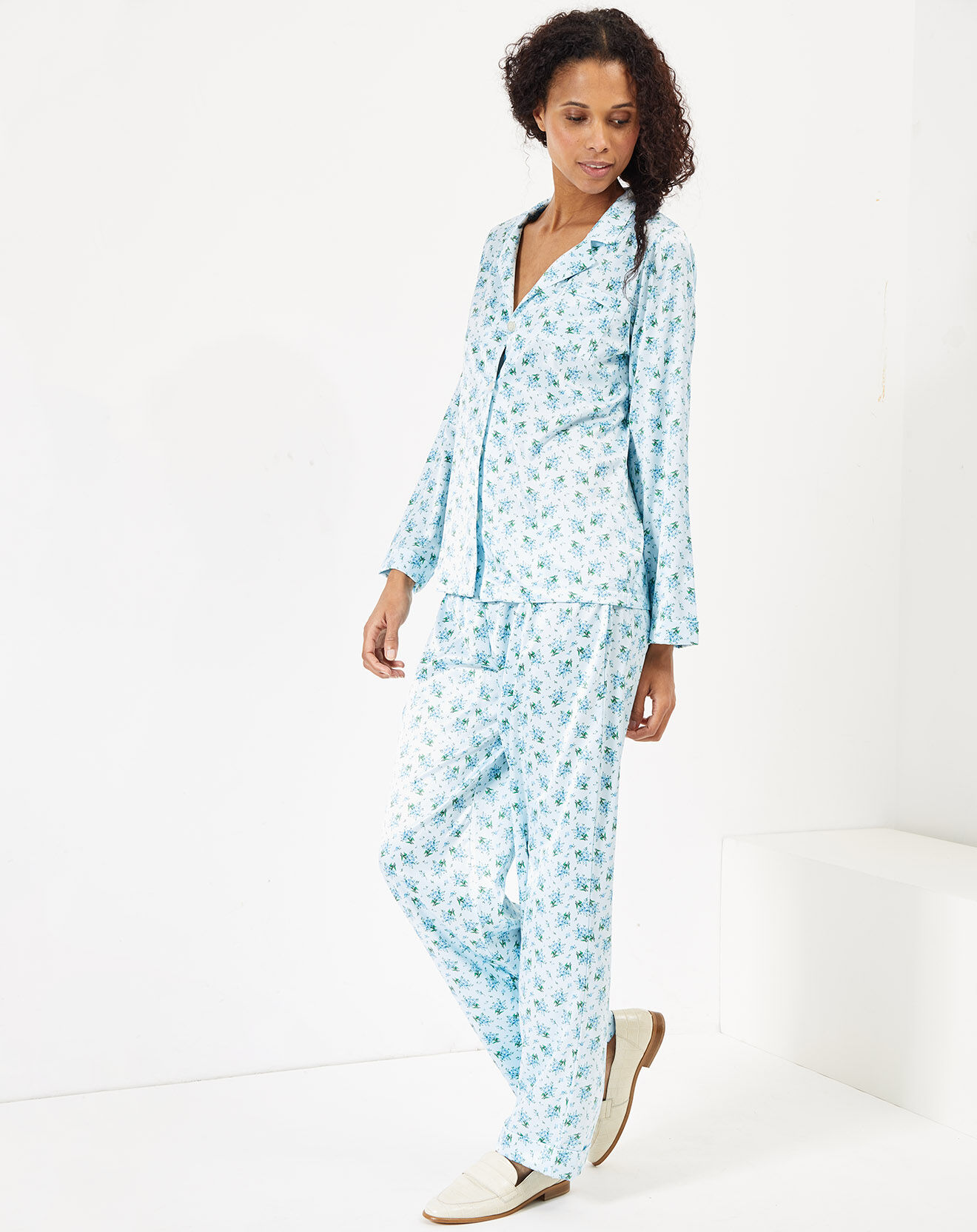 Quartier Latin Pyjama satiné Clarisse imprimé bleu ciel